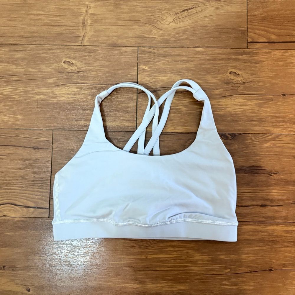 Lululemon Energy Sports Bra Size 6 Light Gray Strappy Back
